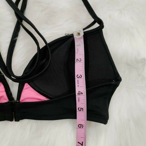 PINK Black Deep V Bikini String Top XS - Picture 7 of 11